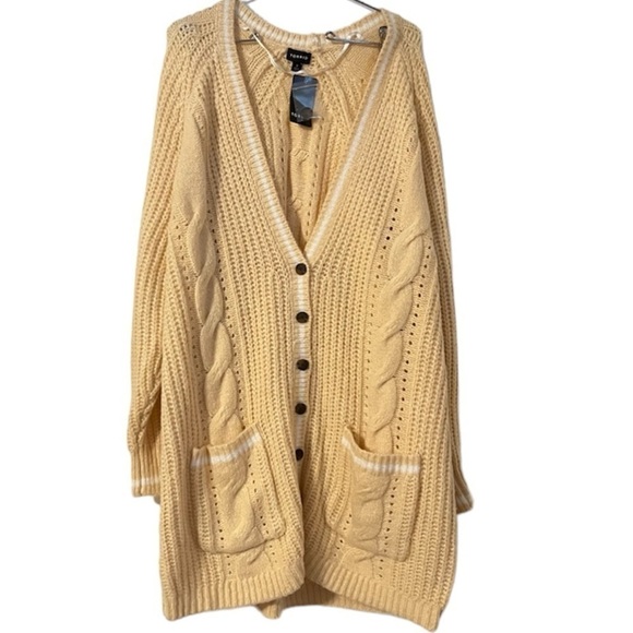 NEW Torrid Chunky Cable Knit Boyfriend V-Neck Cardigan Sweater in Butter Sz 3 - Picture 2 of 15